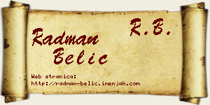 Radman Belić vizit kartica